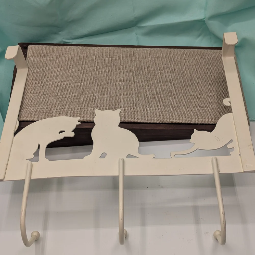 Cat Silhouette Wall Hook Rack - Cream